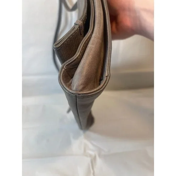 Trina TURK Gray Leather Bag Shoulder Crossbody with Handle Magnetic - Picture 4 of 13